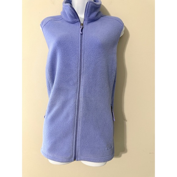 LL Bean Womens Fleece Vest Full Zip Up Lavender Purple Pockets Sleeveless 1X - Picture 1 of 6